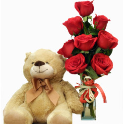 Flores a domicilio - Rosas y peluche Abrazo de Oso
