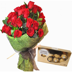 Flores a domicilio - Ferrero con rosas